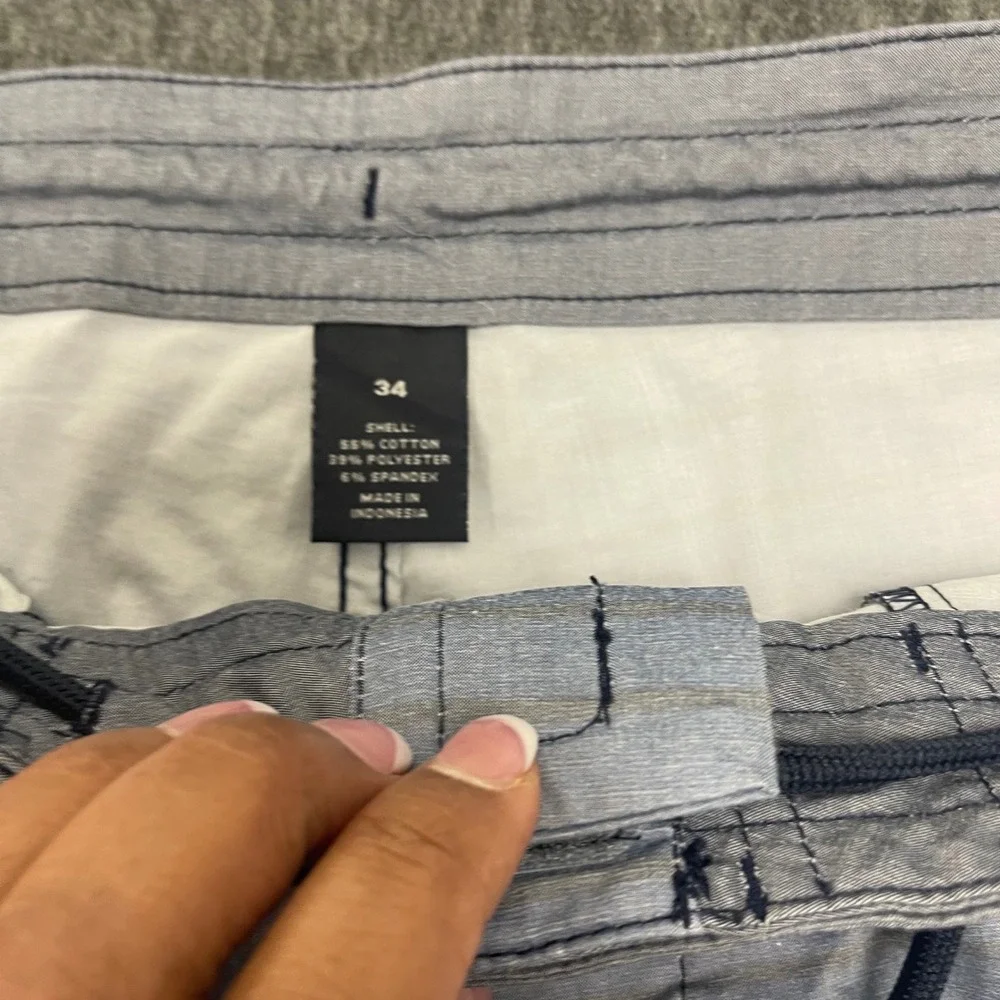 Roundtree & Yorke Swim Trunks Striped Board‎ Shorts Swimwear Blue Gray Size 34